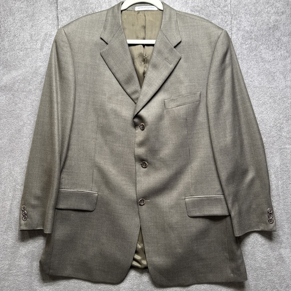 Hickey Freeman Blazer 43R Mens Brown Silk Wool 3 Button Sport Coat Double Vent